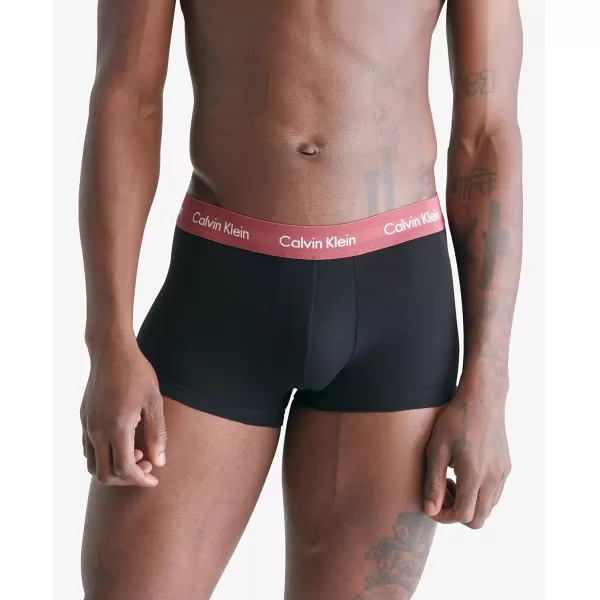 Calvin Klein Mens Cotton Stretch Low Rise TrunksBlack Bodies W Grey Heather Silver Birch Raspberry Blush