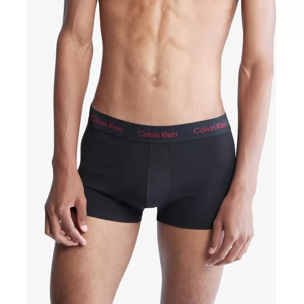 Calvin Klein Mens Cotton Stretch Low Rise TrunksBlack Bodies W Olive Gentle Red Carpet Logos