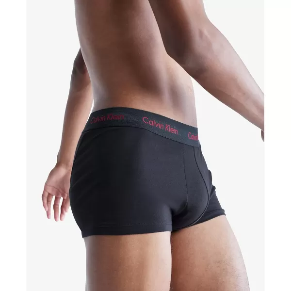 Calvin Klein Mens Cotton Stretch Low Rise TrunksBlack Bodies W Olive Gentle Red Carpet Logos