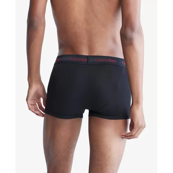 Calvin Klein Mens Cotton Stretch Low Rise TrunksBlack Bodies W Olive Gentle Red Carpet Logos