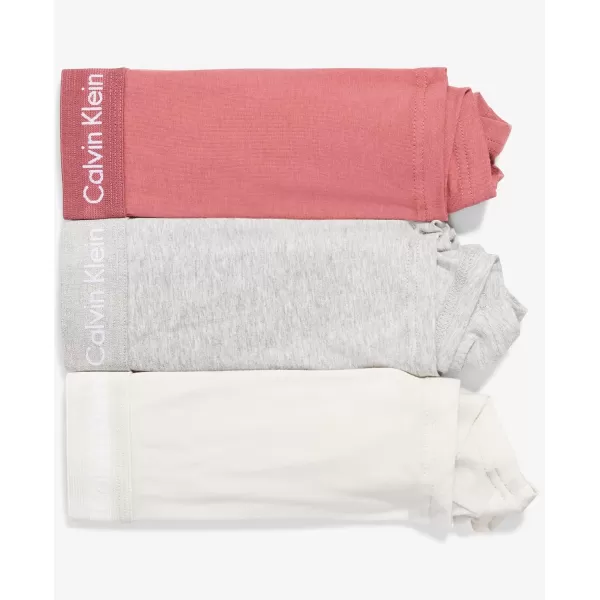 Calvin Klein Mens Cotton Stretch Low Rise TrunksGrey Heather Silver Birch Raspberry Blush