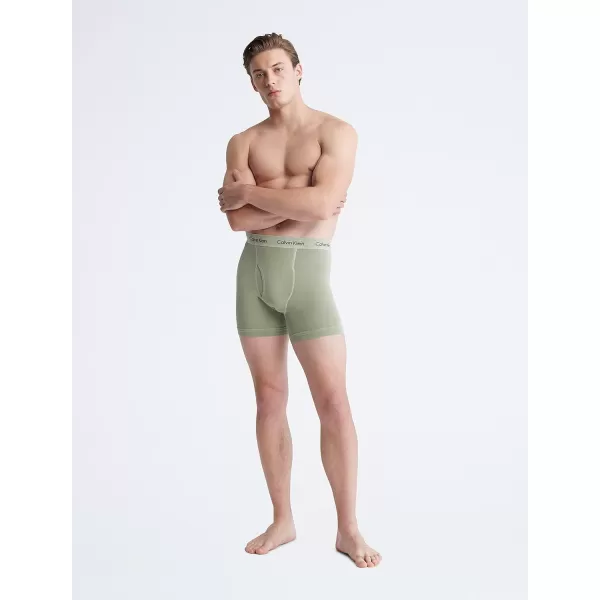 Calvin Klein Mens Cotton Stretch Mineral Dye Boxer BriefEco Green