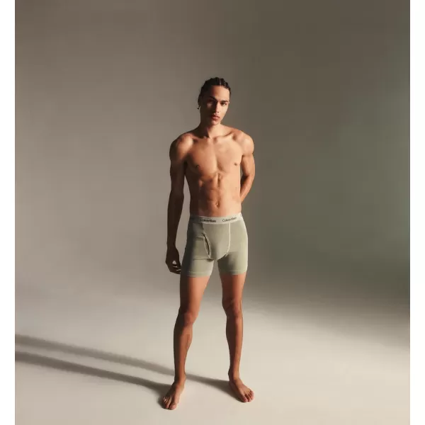 Calvin Klein Mens Cotton Stretch Mineral Dye Boxer BriefEco Green