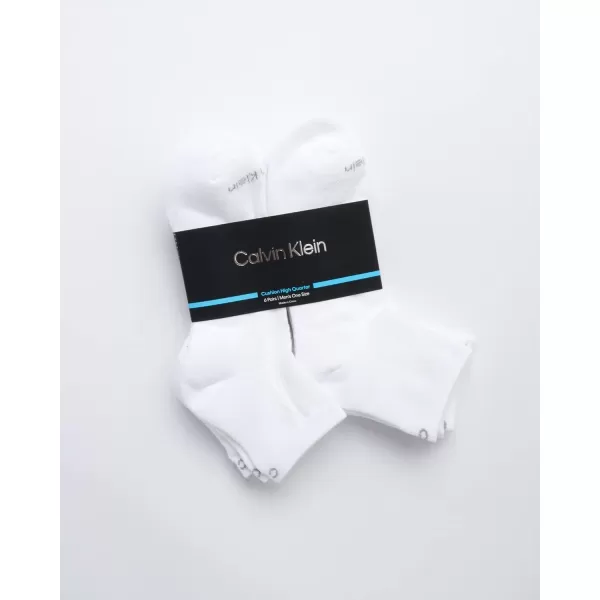 Calvin Klein Mens Cushioned Quarter Socks 6 PackAll White