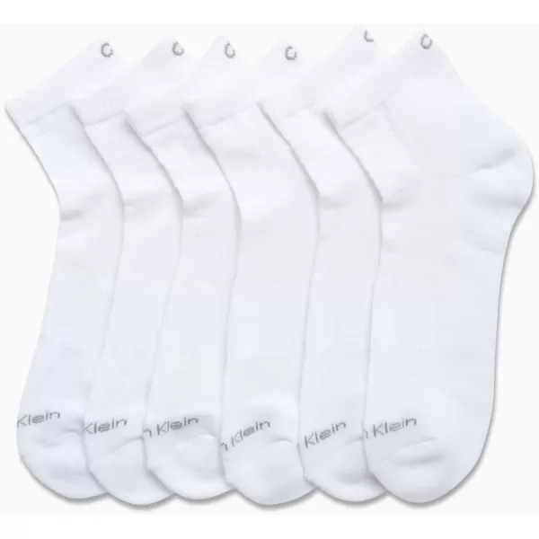 Calvin Klein Mens Cushioned Quarter Socks 6 PackAll White