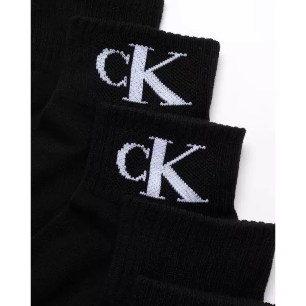 Calvin Klein Mens Cushioned Quarter Socks 6 PackBlack