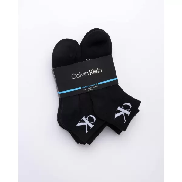 Calvin Klein Mens Cushioned Quarter Socks 6 PackBlack