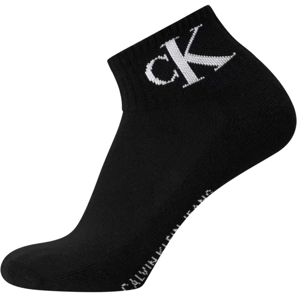 Calvin Klein Mens Cushioned Quarter Socks 6 PackBlack