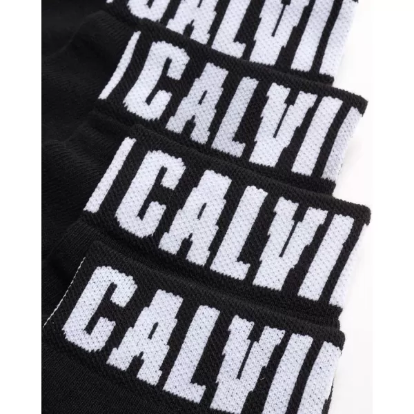 Calvin Klein Mens Cushioned Quarter Socks 6 PackBlack Logo