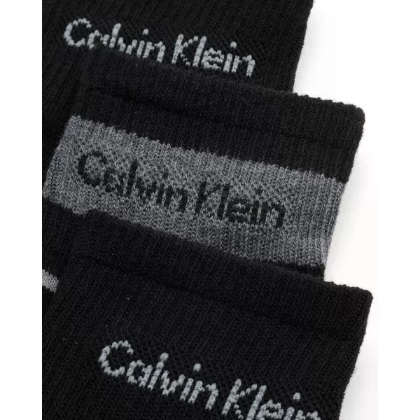 Calvin Klein Mens Cushioned Quarter Socks 6 PackBlack Pattern