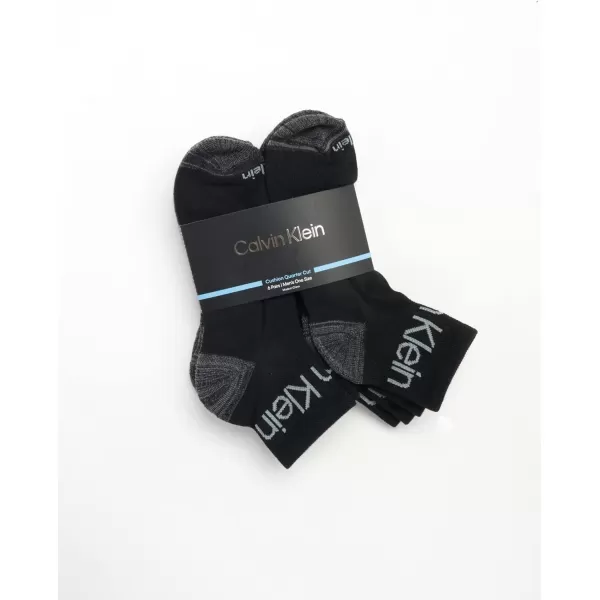 Calvin Klein Mens Cushioned Quarter Socks 6 PackBlackGrey Multi