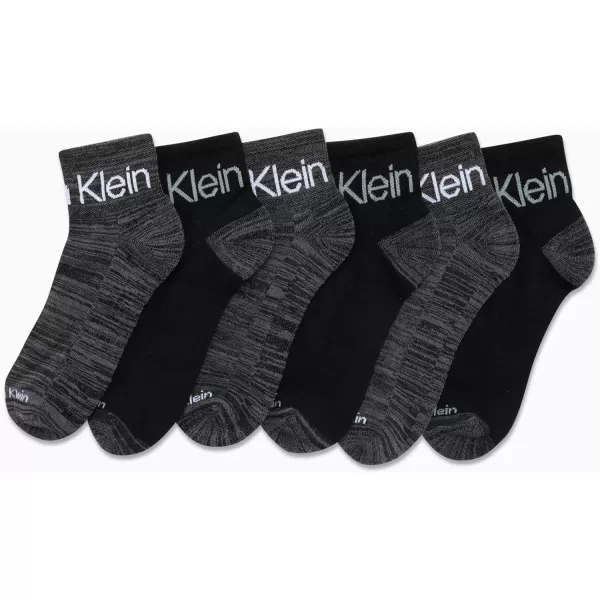 Calvin Klein Mens Cushioned Quarter Socks 6 PackBlackGrey Multi