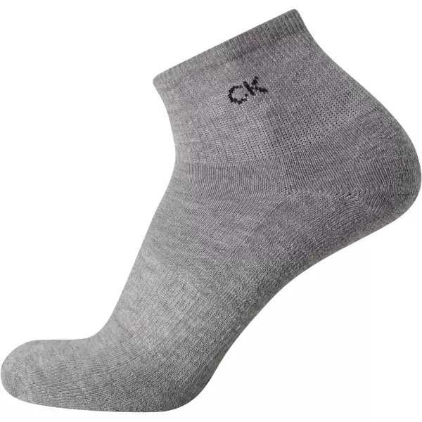 Calvin Klein Mens Cushioned Quarter Socks 6 PackBlackWhiteGrey