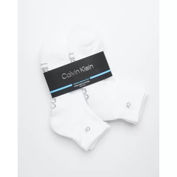 Calvin Klein Mens Cushioned Quarter Socks 6 PackPure White