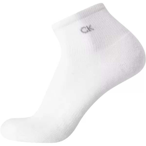 Calvin Klein Mens Cushioned Quarter Socks 6 PackPure White