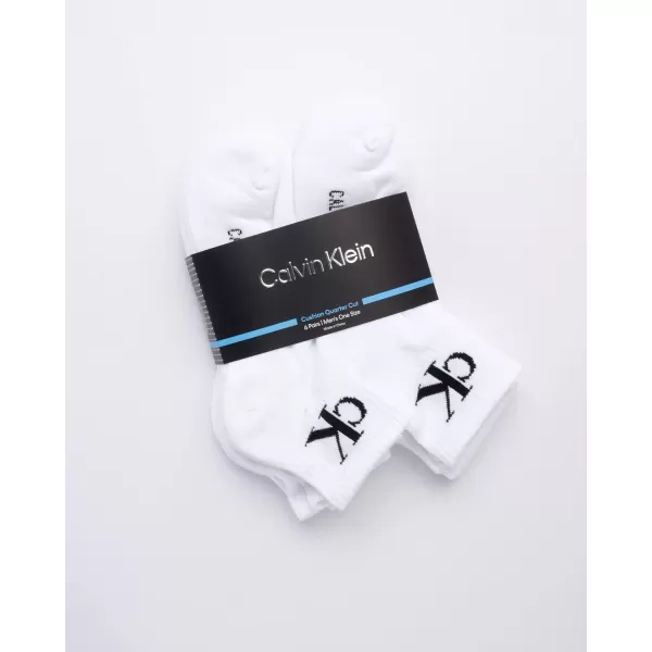 Calvin Klein Mens Cushioned Quarter Socks 6 PackWhite