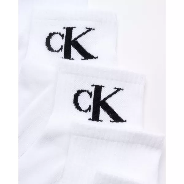 Calvin Klein Mens Cushioned Quarter Socks 6 PackWhite