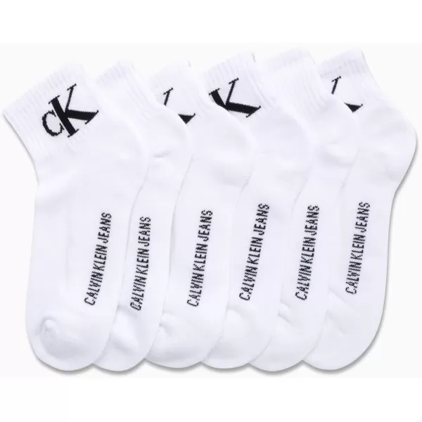 Calvin Klein Mens Cushioned Quarter Socks 6 PackWhite