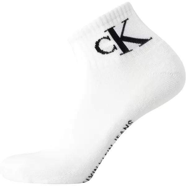 Calvin Klein Mens Cushioned Quarter Socks 6 PackWhite