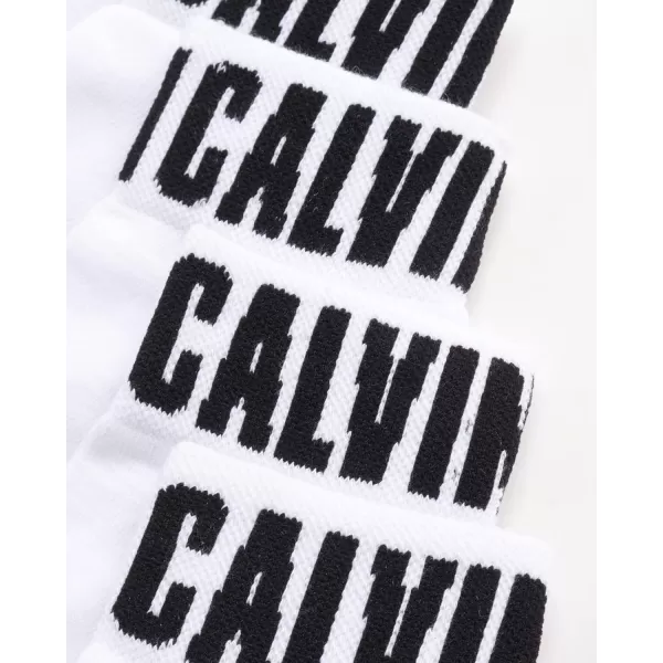 Calvin Klein Mens Cushioned Quarter Socks 6 PackWhite Logo