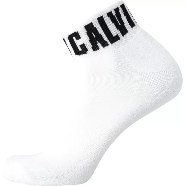 Calvin Klein Mens Cushioned Quarter Socks 6 PackWhite Logo