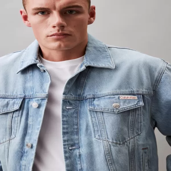 Calvin Klein Mens Denim Trucker JacketMarbled Beacon