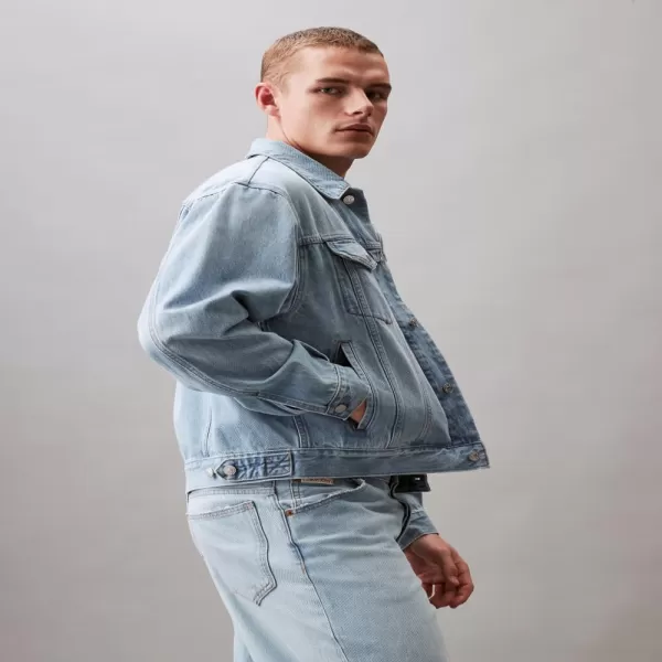 Calvin Klein Mens Denim Trucker JacketMarbled Beacon