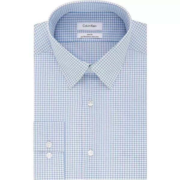 Calvin Klein Mens Dress Shirt Non Iron Stretch Slim Fit CheckNavy