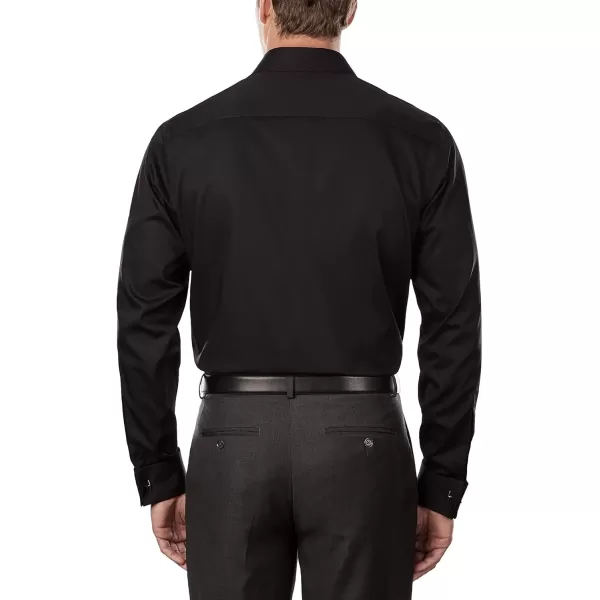 Calvin Klein Mens Dress Shirt Regular Fit Non Iron Herringbone French CuffBlack