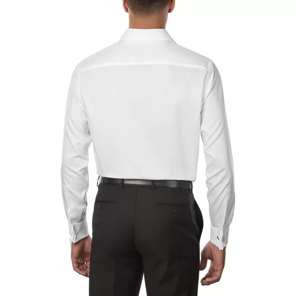 Calvin Klein Mens Dress Shirt Regular Fit Non Iron Herringbone French CuffWhite