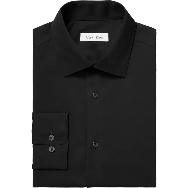 Calvin Klein Mens Dress Shirt Regular Fit Non Iron HerringboneRegular Fit Spread Collar Black