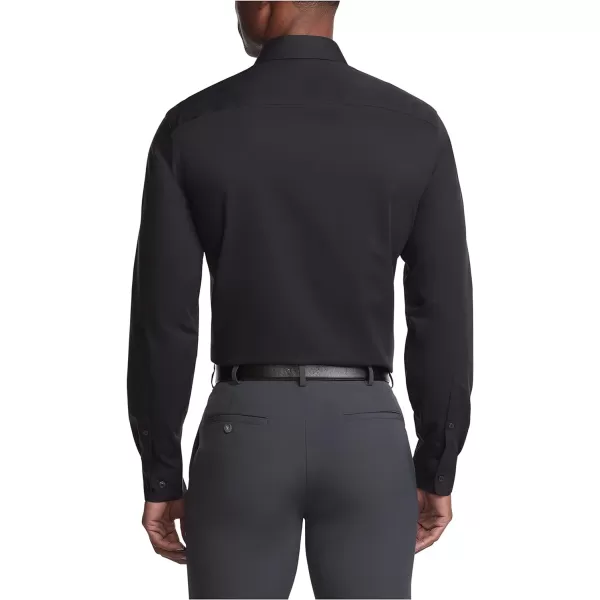 Calvin Klein Mens Dress Shirt Regular Fit Non Iron HerringboneRegular Fit Spread Collar Black