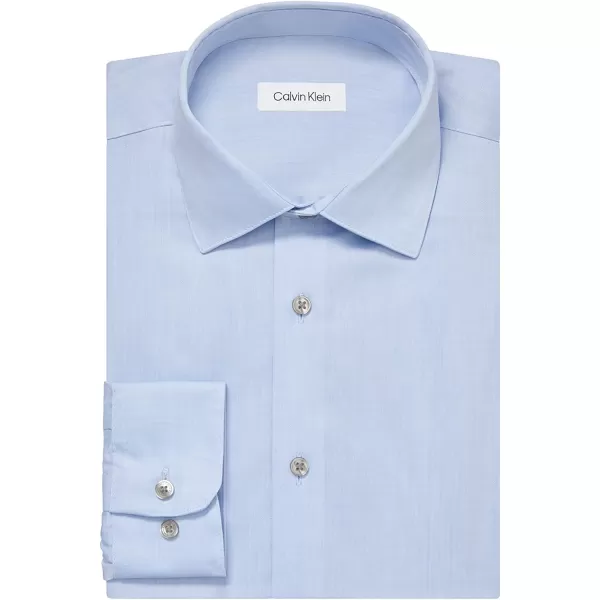 Calvin Klein Mens Dress Shirt Regular Fit Non Iron HerringboneRegular Fit Spread Collar Blue