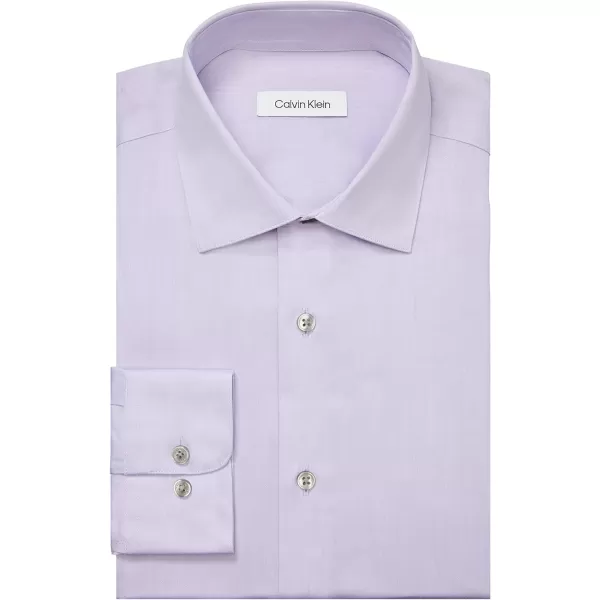 Calvin Klein Mens Dress Shirt Regular Fit Non Iron HerringboneRegular Fit Spread Collar Lilac