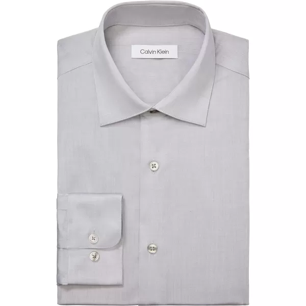 Calvin Klein Mens Dress Shirt Regular Fit Non Iron HerringboneRegular Fit Spread Collar Smoke