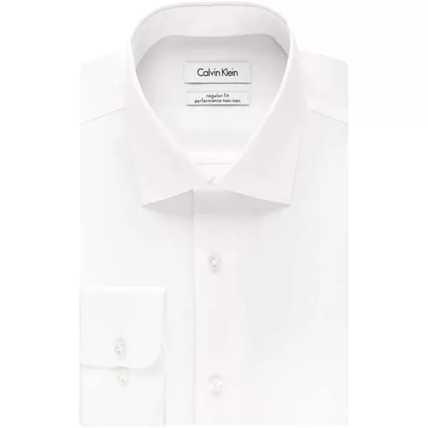 Calvin Klein Mens Dress Shirt Regular Fit Non Iron HerringboneRegular Fit Spread Collar White