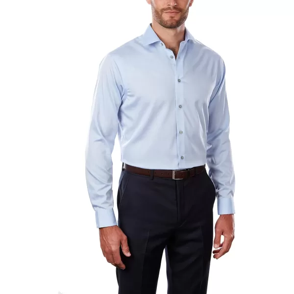 Calvin Klein Mens Dress Shirt Regular Fit Non Iron HerringboneRegular Fit Spread Collar WhiteBlue