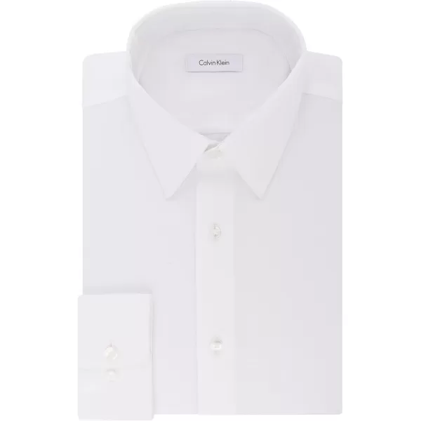 Calvin Klein Mens Dress Shirt Regular Fit Non Iron Stretch SolidWhite