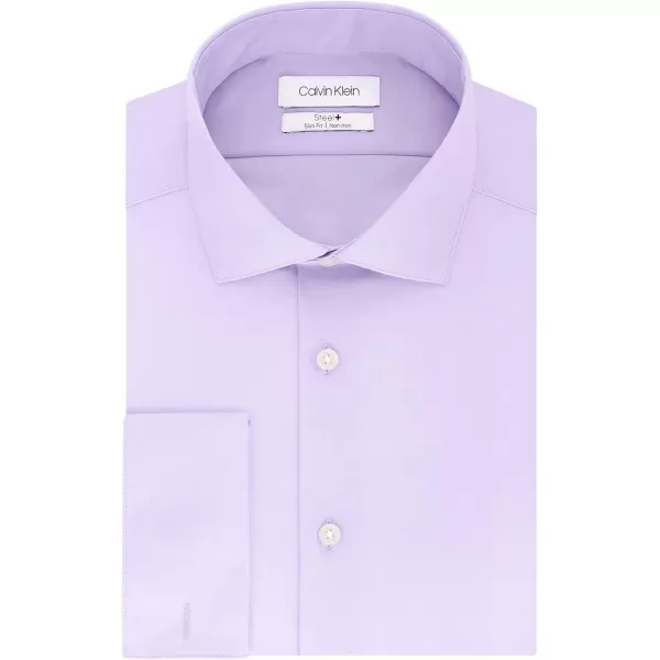 Calvin Klein Mens Dress Shirt Slim Fit Non Iron Solid French CuffLilac