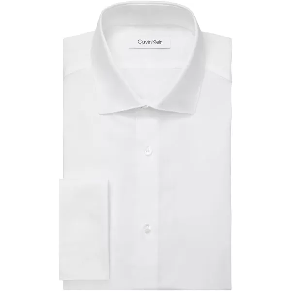 Calvin Klein Mens Dress Shirt Slim Fit Non Iron Solid French CuffWhite