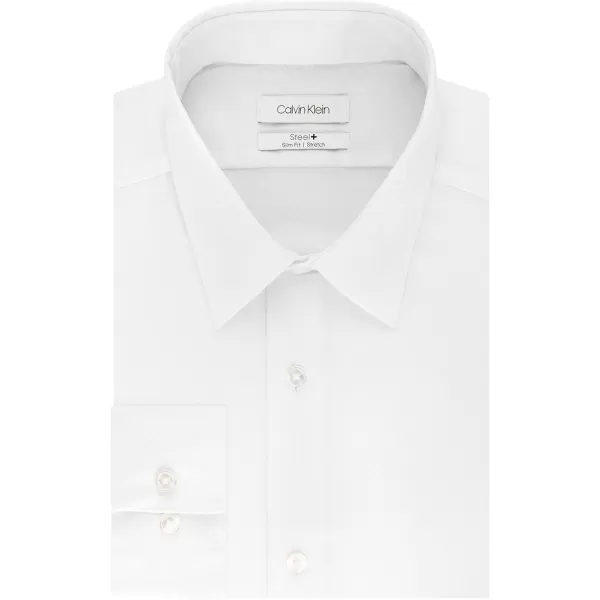 Calvin Klein Mens Dress Shirt Slim Fit Non Iron Stretch SolidWhite