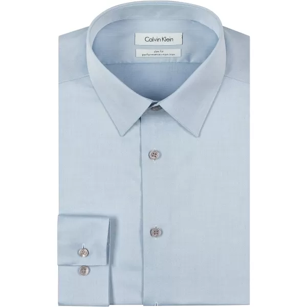 Calvin Klein Mens Dress Shirt Slim Fit Noniron HerringboneBlue