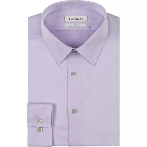 Calvin Klein Mens Dress Shirt Slim Fit Noniron HerringboneLilac