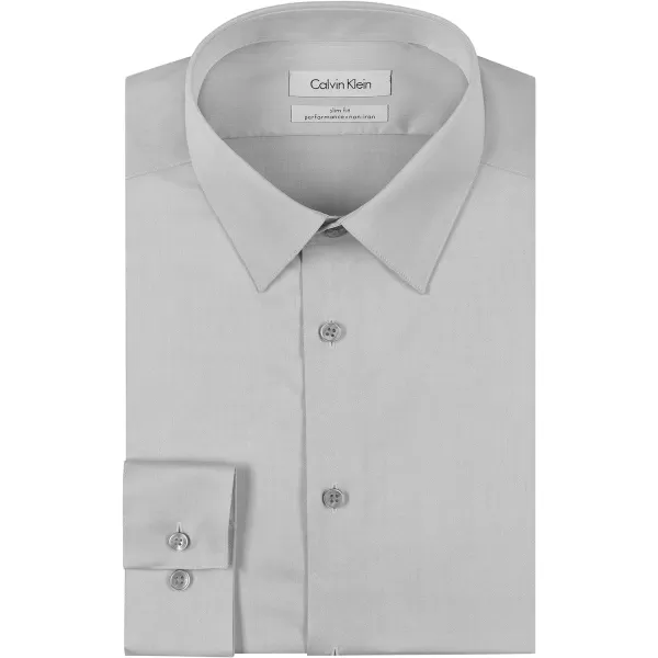 Calvin Klein Mens Dress Shirt Slim Fit Noniron HerringboneSmoke