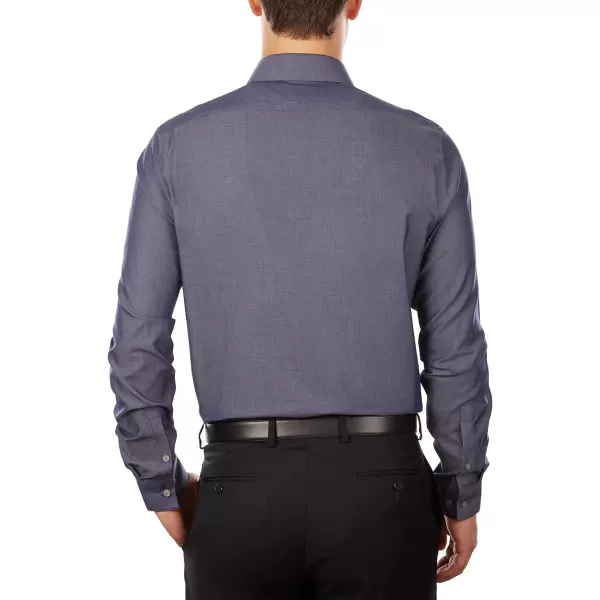 Calvin Klein Mens Dress Shirt Slim Fit Noniron HerringboneSmokey Blue