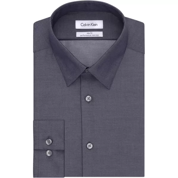 Calvin Klein Mens Dress Shirt Slim Fit Noniron HerringboneSmokey Blue