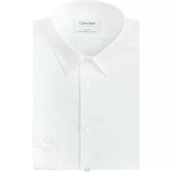 Calvin Klein Mens Dress Shirt Slim Fit Noniron HerringboneWhite