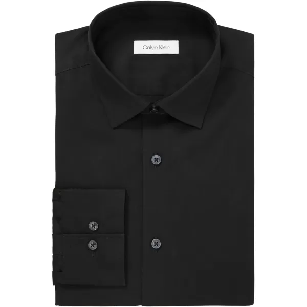 Calvin Klein Mens Dress Shirt Slim Fit Refined Cotton StretchBlack