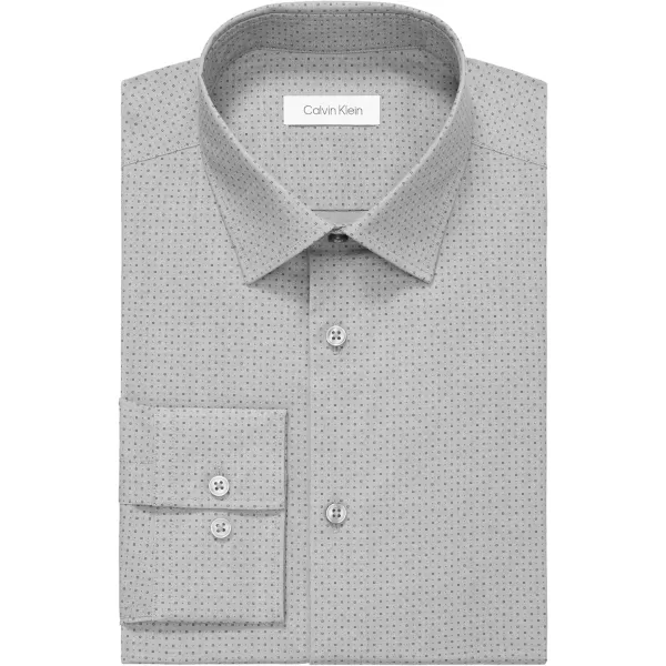 Calvin Klein Mens Dress Shirt Slim Fit Refined Cotton StretchMulti Grey