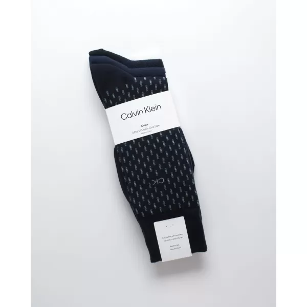 Calvin Klein Mens Dress Socks  3 Pack Patterned Crew SocksNavy Assorted